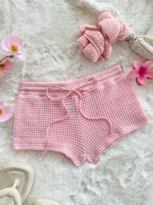 Sweetina Quần bó dệt kim cơ bản màu hồng dành cho nữ, mùa hè - Hồng - Xem 1