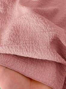 CosyJoli 2pcs Plus Size Solid Color Short Sleeve Top And Shorts Set, Minimalist Fashion Summer Outfit - Dusty Pink - View 7