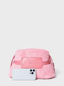 SHECARRY Street Style Pink Fluffy Clutch Bag, Suitable For Commuting And Travel Valentines - Pink - View 5