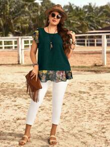 EMERY ROSE Plus Size Short Sleeve Shirt, Fashionable For Summer