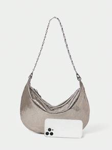 SHECARRY 女士时尚百搭日常单肩包 - 亮銀色 - 查看 4