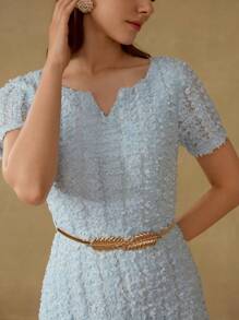 MOTF PREMIUM VESTIDO CON APLICACIONES DE ENCAJE - Azul - Ver 4