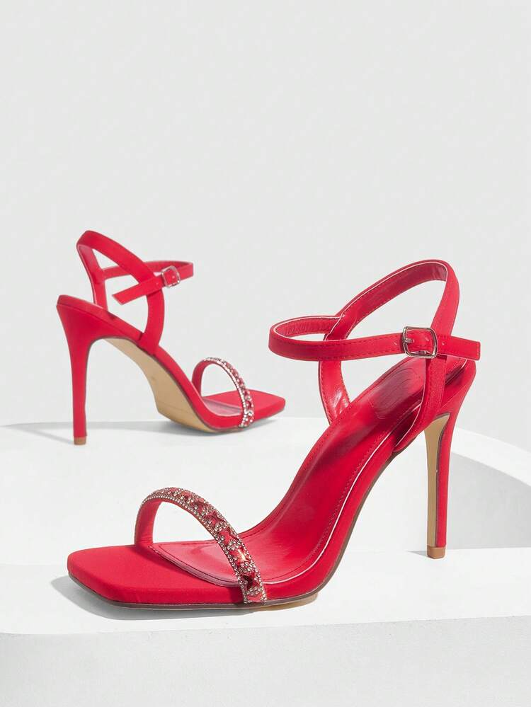 CUCCOO SZL Women's Elegant Resort Style Strappy Square Toe Block Heel Sandals, Simple Solid Color Black Pumps For Date, Party, Commuting