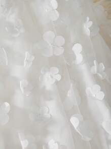 女童圆领无袖连衣裙，3D花卉面料，优雅大方，适合派对