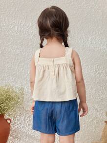 Blossori Baby Girls Floral Trim Cami And Shorts 2-Piece Set - Multicolor - View 2