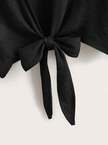 Swim Basics Women's Solid Color Long Sleeve Short Kimono Cover Up For Holiday For Summer Beach Vacation - Black - View 4