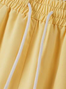 Manfinity RSRT 2pcs Men's Round Neck Short Sleeve T-Shirt And Shorts Set, Fashionable For Summer Summer Vacation Outfits Men Vacation Outfits For Men Beach Vacation Outfits Men Island Vacation Outfits Men Beach Outfit For Men - Multicolor - View 5