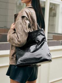 SHECARRY 时尚多用途链条单肩包，黑色包包 - 黑色 - 查看 6