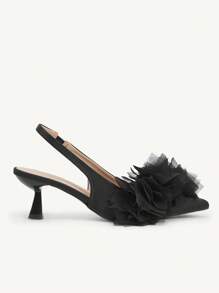 CUCCOO CHICEST Silver Pointed Toe Women's High Heels With Unique Strap Design, Elegant & Commuting-Suitable - Black - View 9