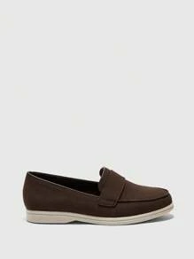 CUCCOO BIZCHIC Zapatos planos cómodos de punta redonda para mujer, sencillos y de moda en suela sintética con slip-on, color café oscuro, aptos para primavera y verano, uso diario - Café integral - Ver 3