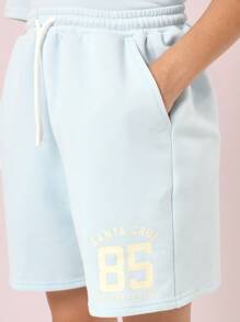 SUMWON Santa Cruz Youth Athletic Coordinates Summer Streetwear Printed Sweatshirt Short Set Beach Holiday Teen Sports Outfit 2023 Collection Premium Casual Wear - Baby Blue - View 8