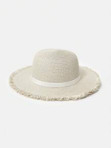 MOTF PREMIUM 3D FLORAL RAW TRIM BEIGE STRAW HAT