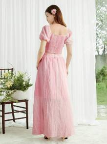 SHEIN LUNE Trang phục hai mảnh dành cho phụ nữ mặc hàng ngày - Hồng - Xem 2