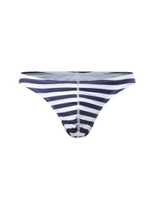 Manfinity KASUA Men's Striped Thong Swim Briefs, Fashionable For Summer
