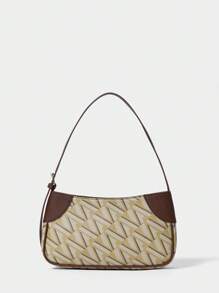 SHECARRY Retro Floral Pattern Women's Shoulder Bag, Minimalist & Fashionable Casual Daily Use - Khaki - View 2