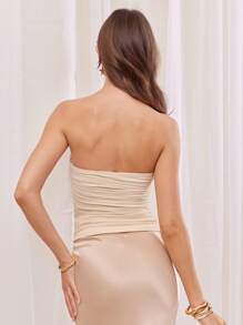 L'Amorae Women's Elegant Summer Vacay Glitter Knit Top With Shell Ornament Detail - Apricot - View 4
