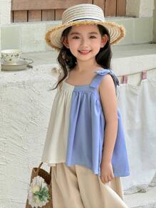 SHEIN 2件女童可爱吊带背心+宽松直筒裤套装 - 彩色 - 查看 6