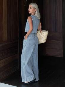 Livesso Women Denim Two Pieces Outfits,Back To School Clothes - Medium Wash - View 7