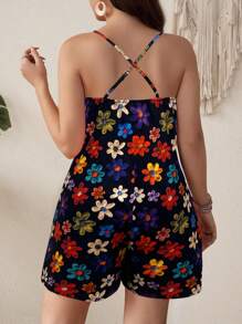 Breezaya Plus Size Women Cartoon Print Cami Jumpsuit, Spring/Summer