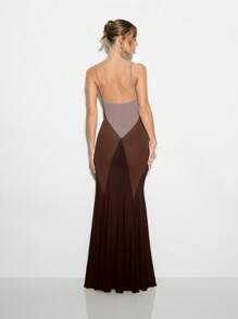 KIZN Vestido de noche de sirena de elegante malla con paneles, con inserciones de malla y bloqueo de color, de longitud hasta el suelo, perfecto para ocasiones especiales