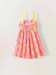 SHEIN Young Girl Cute Fruit Print Ruffle Hem Strap Dress - Multicolor - View 7