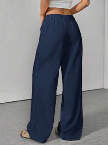 SHEIN PETITE Pantaloni morbidi e ampi in vita bassa, tinta unita, casual
