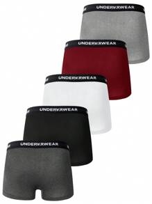 5 Pack Herren Boxer Slips mit Buchstaben Streifen-Muster und elastischem Bund, Lässig - Verschiedenfarbig - Übersicht 2