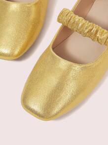 CUCCOO DOLLMOD Women Glittery Ruched Casual Versatile Flat Loafers - Gold - View 9