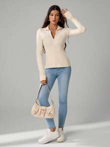 SHEIN Tall Apricot Women's Thin Jacket, Cool Sun Protection Jacket, Anti-UV, Suitable For Summer And Beach Vacations - Apricot - View 3