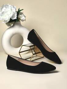 SHUZIA 热销新款惊艳黑色平底芭蕾高跟鞋一脚蹬舒适全天穿着尖头透气春夏鞋 - 黑色 - 查看 4