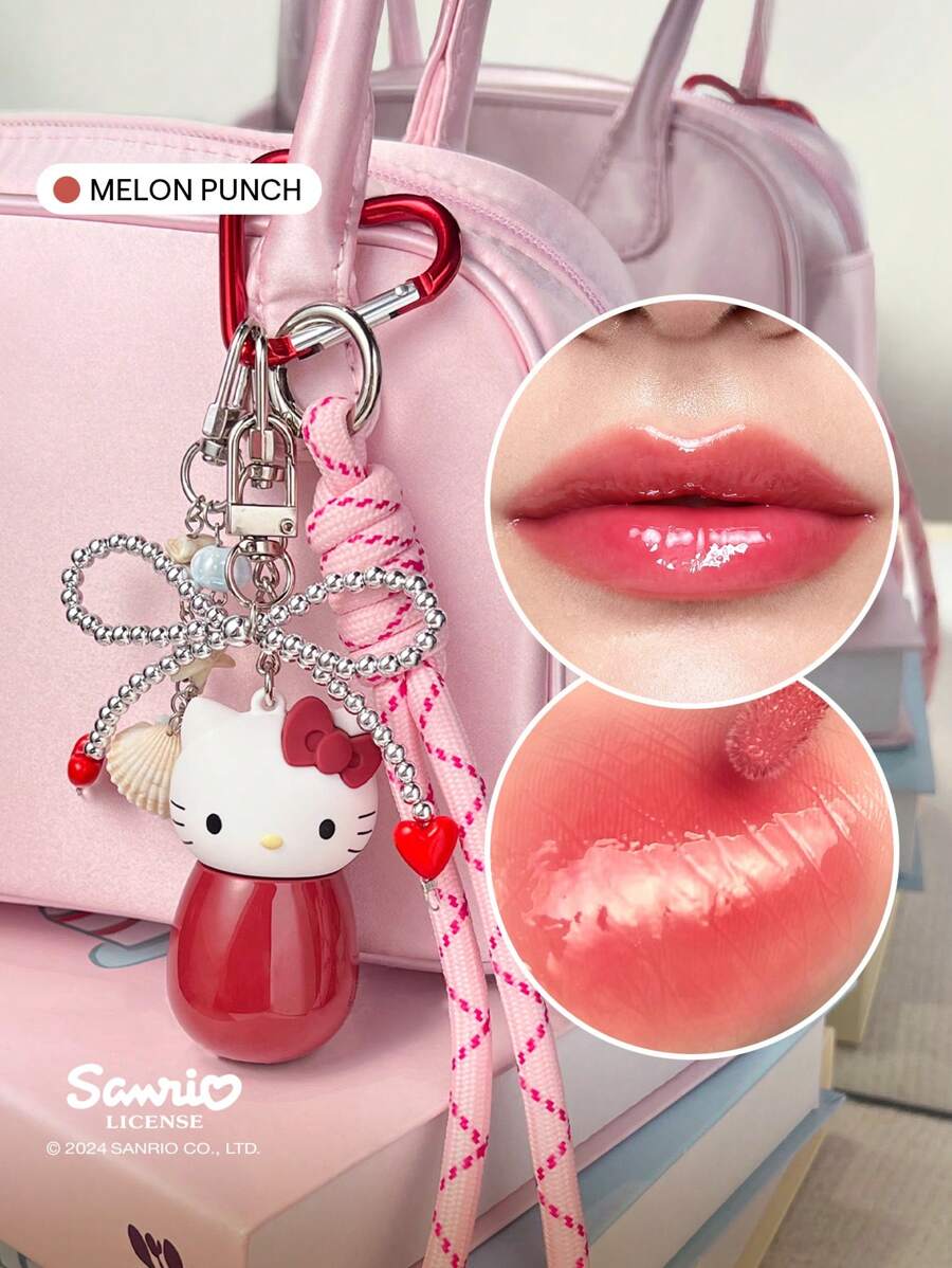 Hello Kitty｜SHEGLAM Poolside Perfection 唇釉-甜瓜沖劑保濕唇彩高光澤亮澤不粘稠液體唇彩液體唇膏唇油唇部護理保濕不粘稠唇妝 品牌 美容 化妝 化妝品 適合女性與女孩 完美搭配冬季春季 Y2K 時尚 流行 生日禮物 假期 派對準備就緒 最佳顏色 - Melon Punch - 查看 1
