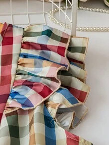 SHEIN LUNE Chemisier casual à imprimé à carreaux pour femme grande taille, pour l'été