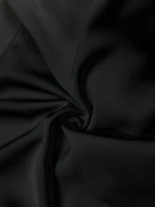 SHEIN Clasi 大码休闲度假小V领束腰酒红色连衣裙 - 黑色 - 查看 4
