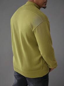 Manfinity Homme Men's Solid Color Casual Zip Up Mock Neck Long Sleeve Sweater, Autumn/Winter - Multicolor - View 2