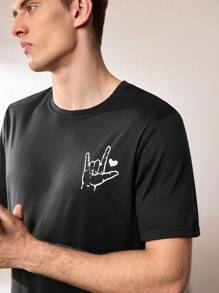 SHEIN Men's Casual Basic Pullover Homewear Shirt - Black - View 5