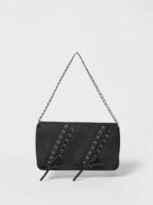 SHECARRY Women Sholuder Bags, Pu, Summer Autumn Holiday, For Dinner/Dating/Party/School/Travel/Commute/Shop Bag, Fashionable, Women Sholuder Bags, Iron Chain And Bow Decoration, Portable, With Metal Decor Lightweight, For Party, For Outdoors/Outings Party/Back To School, For Students