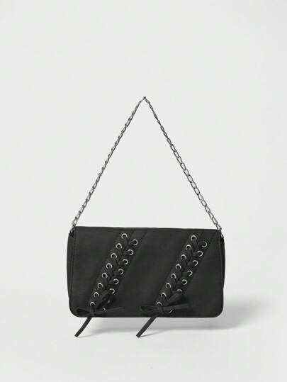 SHECARRY Women Sholuder Bags, Pu, Summer Autumn Holiday, For Dinner/Dating/Party/School/Travel/Commute/Shop Bag, Fashionable, Women Sholuder Bags, Iron Chain And Bow Decoration, Portable, With Metal Decor Lightweight, For Party, For Outdoors/Outings Party/Back To School, For Students