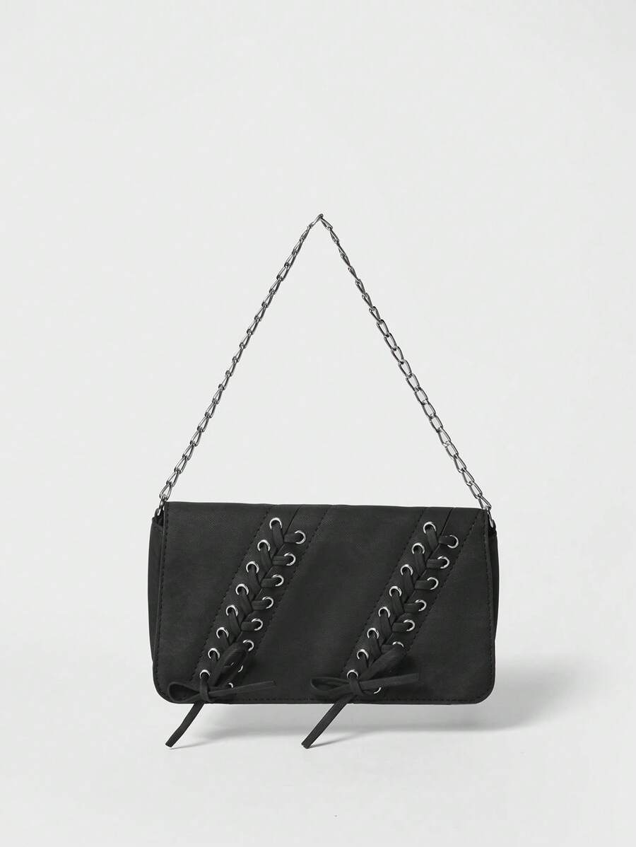 SHECARRY Women Sholuder Bags, Pu, Summer Autumn Holiday, For Dinner/Dating/Party/School/Travel/Commute/Shop Bag, Fashionable, Women Sholuder Bags, Iron Chain And Bow Decoration, Portable, With Metal Decor Lightweight, For Party, For Outdoors/Outings Party/Back To School, For Students