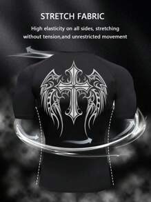 Manfinity Sport Corelite Men's Round Neck Short Sleeve Casual Tank Top, Suitable For Summer Workout Clothes Running Tees & Tanks Compression Shirt Men - Black - View 1