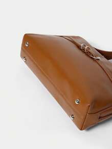 SHECARRY Bolso de hombro minimalista de unicolor para mujer, organizador casual diario - Marrón - Ver 5