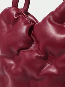 SHECARRY 女士时尚个性化 Y2K 心形加垫单肩包 - 紅色 - 查看 5