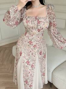 Feyla Women Summer Mid-Long Sleeve Crew Neck Dress, Fashionable For Summer