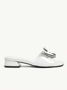 CUCCOO CHICEST Women's White Patent Leather Butterfly Square Toe Flat Sandals, Elegant Sweet Casual Fashion Comfortable Slip-On Flat Shoes For Spring/Summer, Suitable For Afternoon Tea, Dates, Elegant Outfits, Beach Vacation - White - View 11
