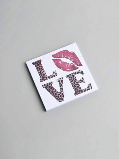 Kawaii Square Leopard Print Lips Self-Adhesive Memo Pad Sticky Notes - Style No. 1059884, 1 Book