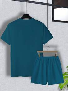 Manfinity Homme Men's Summer Casual Colorblock Striped T-Shirt & Shorts Set - Multicolor - View 2