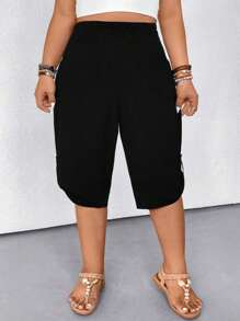 SHEIN CURVE+ 大码女式休闲裤，纹理面料