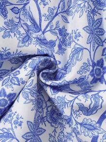 Tween Girl Floral Print Loose Shorts - Black - View 3