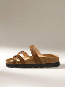 Solecia Vintage Thick Sole Slip-On Slides Sandals For Women, Platform Casual Mules Clogs - Brown - View 4