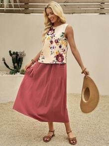 EMERY ROSE Women Two Pieces Outfits For Daily Wear - Rose Red - View 4