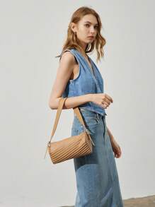 SHECARRY Women Shoulder Bags PU Leather Autumn Winter School Travel Commute Work Elegance Exquisite Textures Bag Camera Bag - Brown - View 2